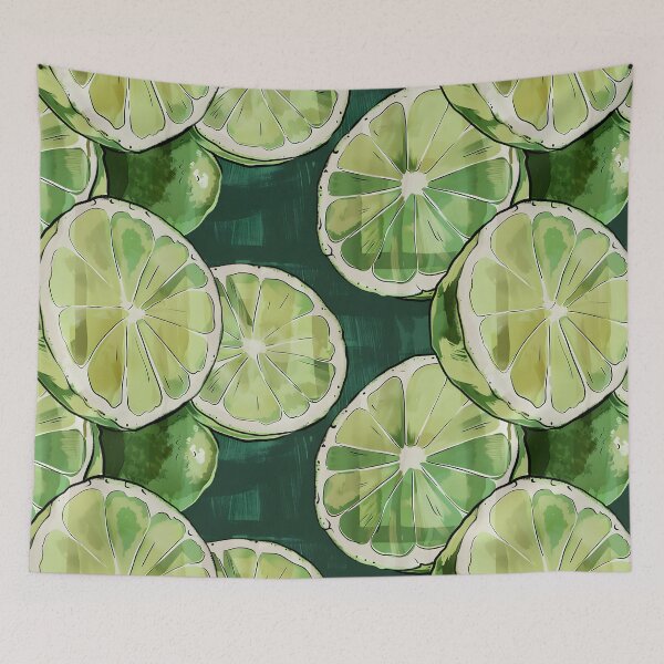 Item preview, Overlapping Slices of Green Citrus Fruit - Juicy Segments Revealed in Translucent Green and Yellow Digital Art designed and sold by OlfactoART Studio.