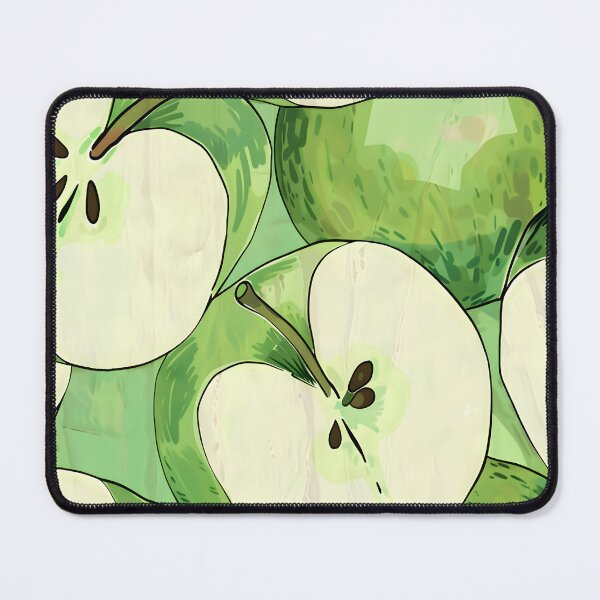 Item preview, Green Apple Slices in Overlapping Pattern - Translucent Green and Yellow Colors on Dark Background Digital Art designed and sold by OlfactoART Studio.
