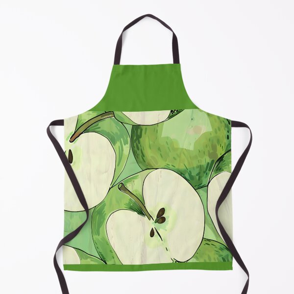 Item preview, Green Apple Slices in Overlapping Pattern - Translucent Green and Yellow Colors on Dark Background Digital Art designed and sold by OlfactoART Studio.