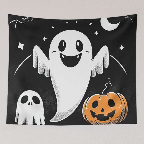Item preview, Happy Ghost and Pumpkin Scene designed and sold by nipunab.