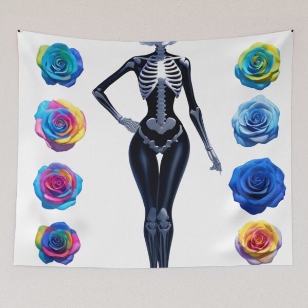 Item preview, Creative Harmony: Colorful Rose with Skeleton and Smiling Faces designed and sold by santyj.