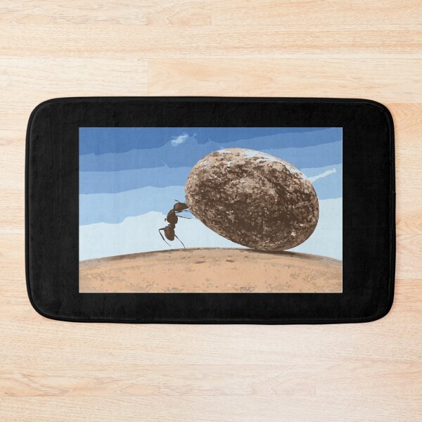 Item preview, Ant pushing stone illustration designed and sold by Corner-Distro.