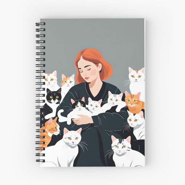 Item preview, Cat Lady Woman Cuddling Her Cats designed and sold by Glimmersmith.