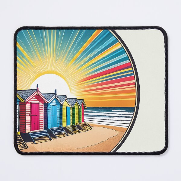 Item preview, Retro Brighton Bathing Boxes Art Print - Vintage Coastal Illustration designed and sold by inknships.