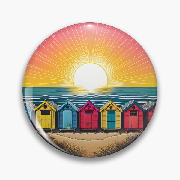 Item preview, Vintage Brighton Bathing Boxes - Retro Australian Coastal Illustration designed and sold by inknships.