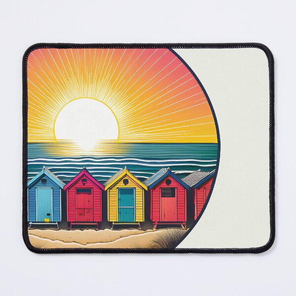 Item preview, Vintage Brighton Bathing Boxes - Retro Australian Coastal Illustration designed and sold by inknships.