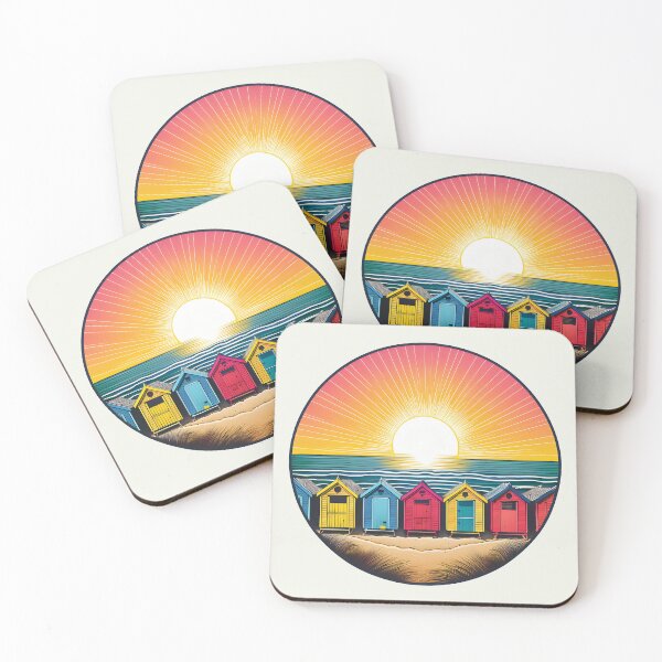Item preview, Vintage Brighton Bathing Boxes - Retro Australian Coastal Illustration designed and sold by inknships.