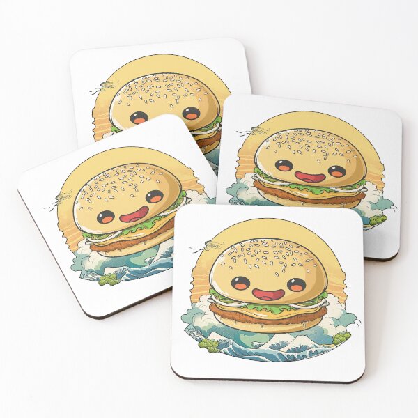 Item preview, Kawaii Japanese style Burger Food Illustration designed and sold by nomiraclehere.
