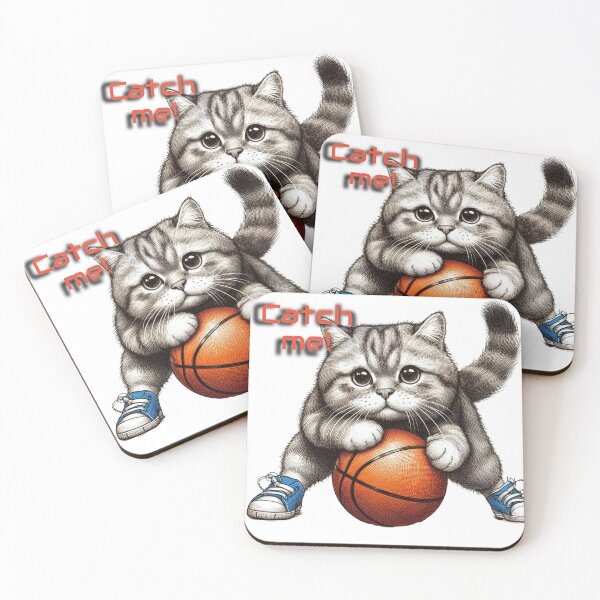 Item preview, Cat playing basketball, challenging you designed and sold by MigWhimsy.