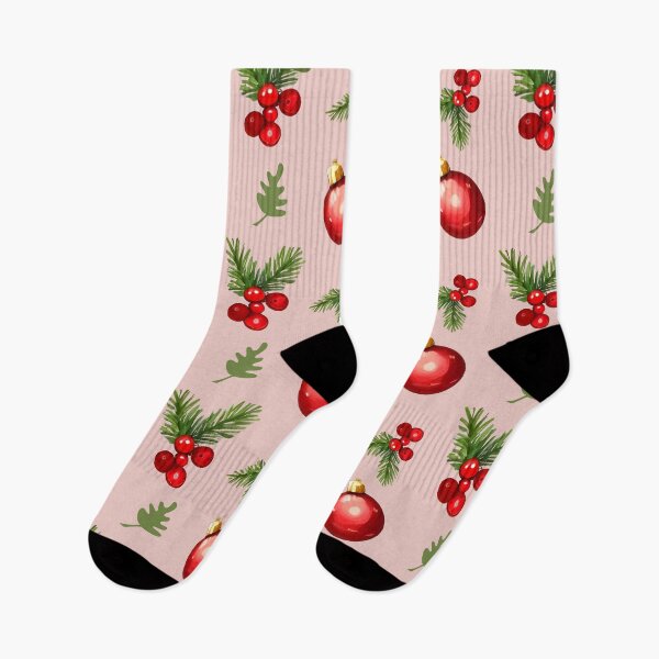 Item preview, Seamless pattern with red christmas balls and cherry branches on pink background. designed and sold by Jayjaynaenae.