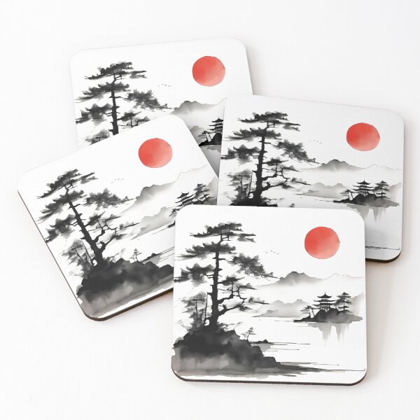 Item preview, Minimal Japanese Art with Bonsai Watercolor - Unique Art and Merchandise designed and sold by OzzFrequency.