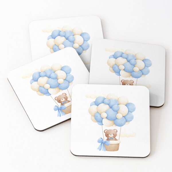 Item preview, cute teddy bear riding a hot air balloon designed and sold by funwithstickers.
