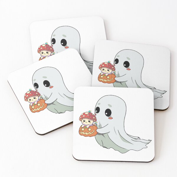 Item preview, Ghost holding pumpkin mushroom designed and sold by SheboahArt.