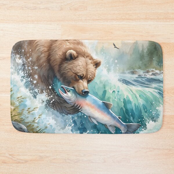 Item preview, Bear Hunting Salmon designed and sold by RubisLeaf.