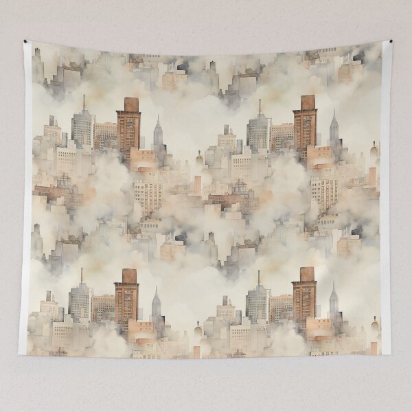 Item preview, Watercolor City Skyline Landscape Patterns designed and sold by Mandie Kuo.