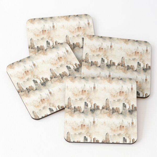 Item preview, Watercolor City Skyline Landscape Patterns designed and sold by Mandie Kuo.