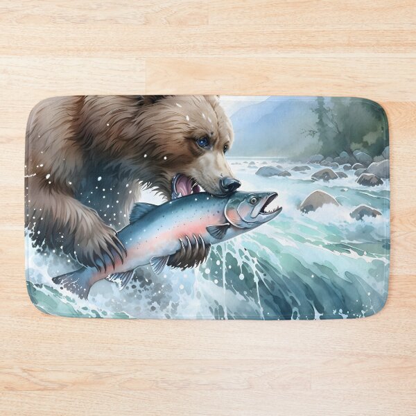 Item preview, Bear Hunting Salmon designed and sold by RubisLeaf.