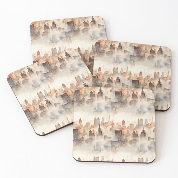 Item preview, Watercolor City Skyline Landscape Patterns designed and sold by Mandie Kuo.