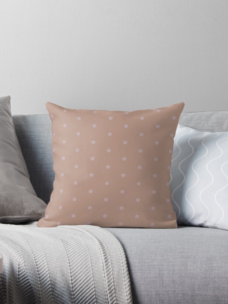 Pillow, Geometric Warm Neutrals Burnished Lilac Polka Dots On Tuscany designed and sold by Triplicate Limited