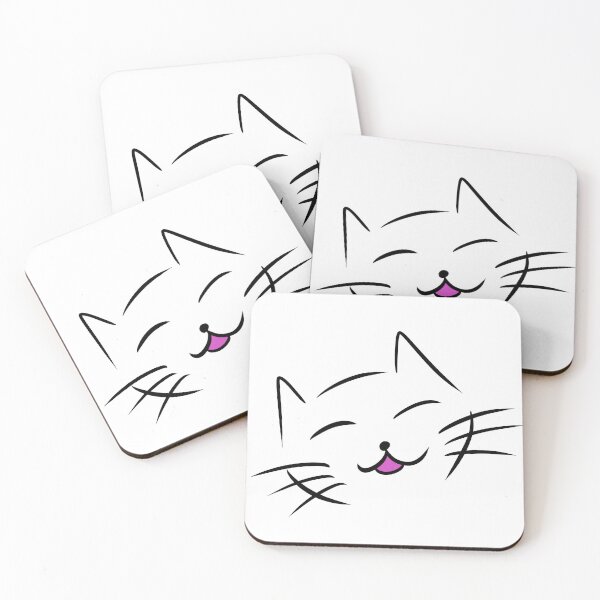 Item preview, Simplistic cat drawing of happy cat face smiling designed and sold by kitty-kingdom.