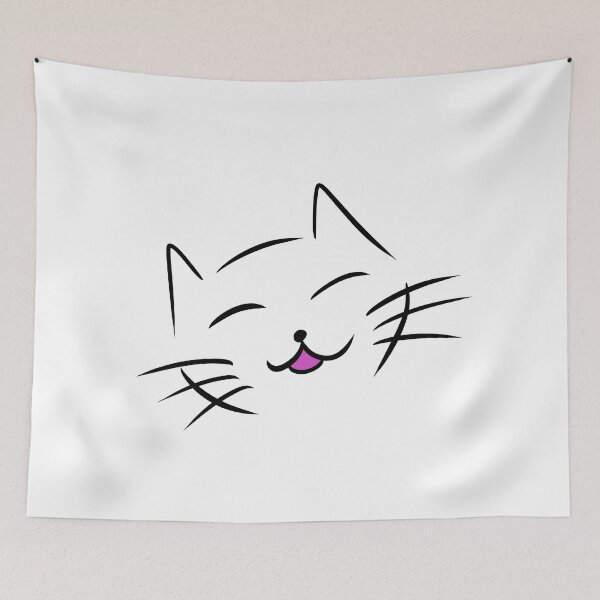 Item preview, Simplistic cat drawing of happy cat face smiling designed and sold by kitty-kingdom.