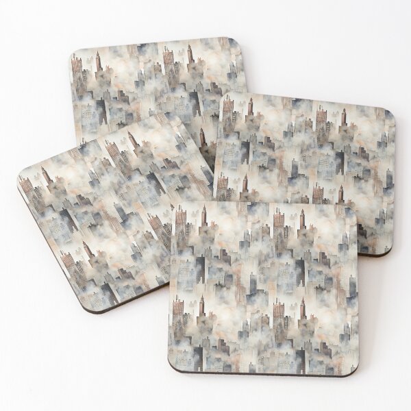 Item preview, Watercolor City Skyline Landscape Patterns designed and sold by Mandie Kuo.