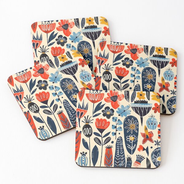Item preview, Folklore art flowers and blossoms, traditional Scandinavian painting designed and sold by NordicArtPrint.
