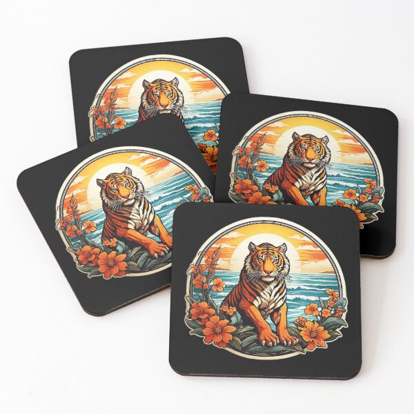 Item preview, Bengal Tiger by The Ocean with Hawaiian Orchids designed and sold by NautiChic.