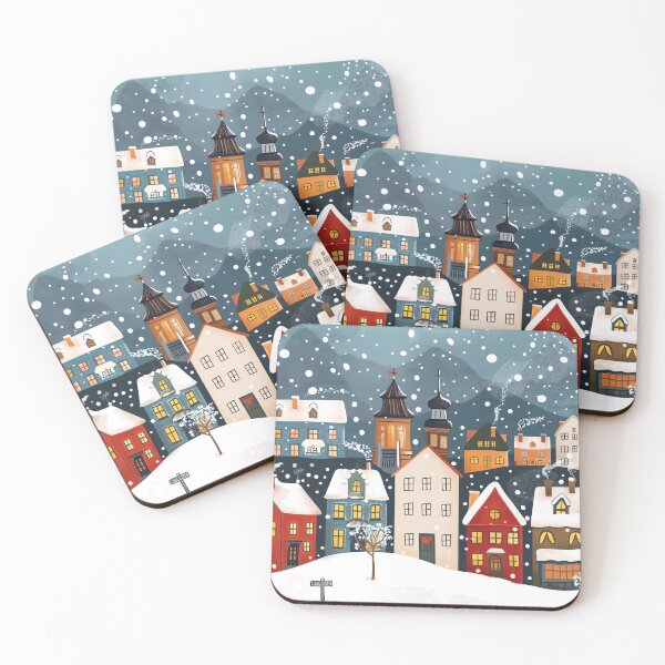 Item preview, Scandinavian winter landscape in folklore style, Christmas and snow designed and sold by NordicArtPrint.