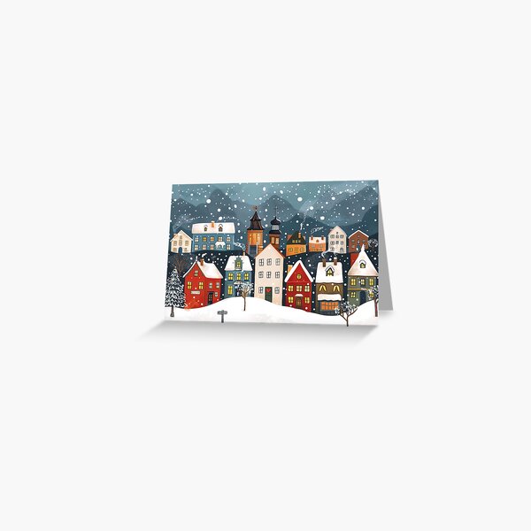 Item preview, Scandinavian winter landscape in folklore style, Christmas and snow designed and sold by NordicArtPrint.