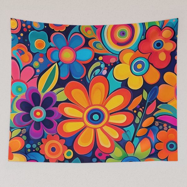 Item preview, Flower Power Colourful Floral Pattern designed and sold by druidwolfart.