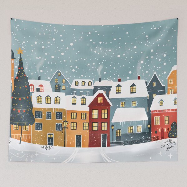 Item preview, Scandinavian winter landscape in folklore style, Christmas and snow designed and sold by NordicArtPrint.