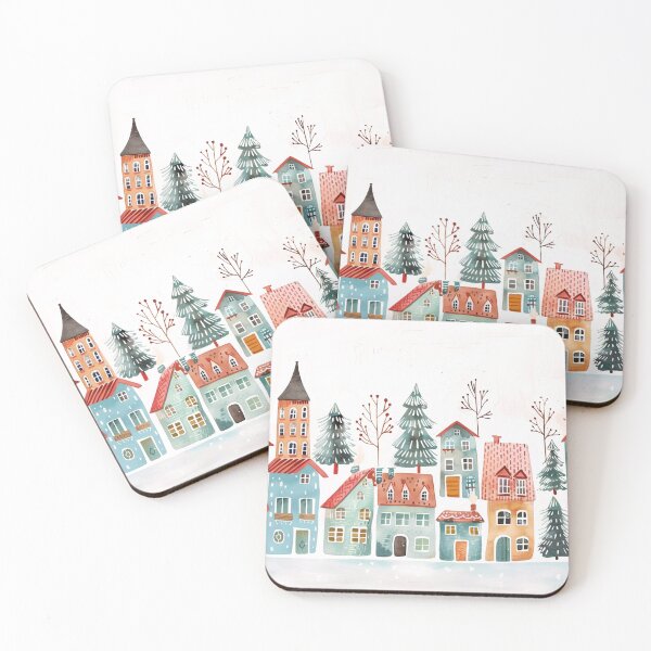 Item preview, Scandinavian winter landscape with snow in folklore style, Christmas designed and sold by NordicArtPrint.