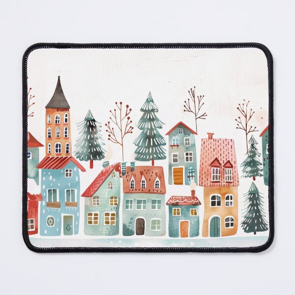 Item preview, Scandinavian winter landscape with snow in folklore style, Christmas designed and sold by NordicArtPrint.