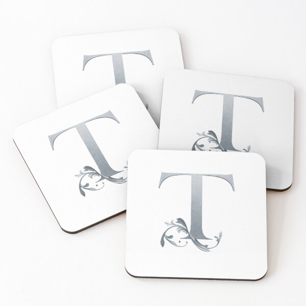 Item preview, Luxury Floral Monogram T: Elegant Grey and Silver Typography designed and sold by Fil4.