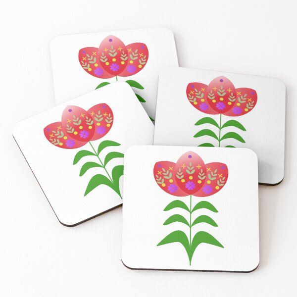 Item preview, flowers style Scandinavian folk art , green ,red,purple and yellow ornament ,design elements. designed and sold by WanwisaChuenlom.