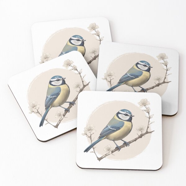 Item preview, Blue Tit, Cyanistes caeruleus, uk birds, british garden birds, backyard birds designed and sold by lagunaklein.