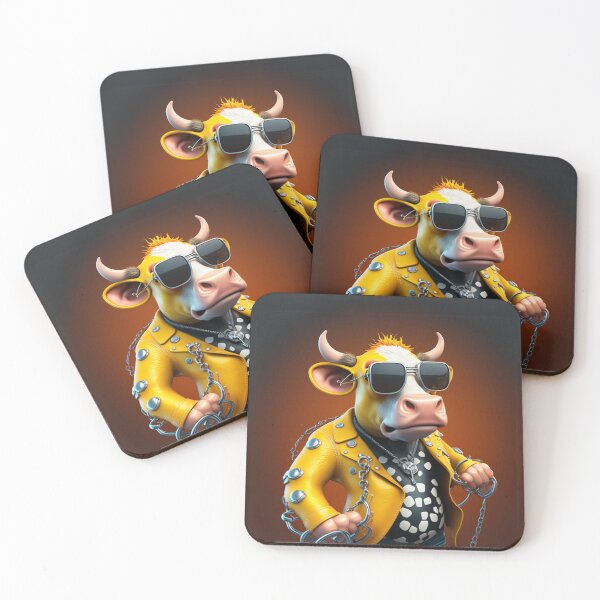 Item preview, Punk Rockstar Cow in Yellow Jacket designed and sold by Sillytoe.