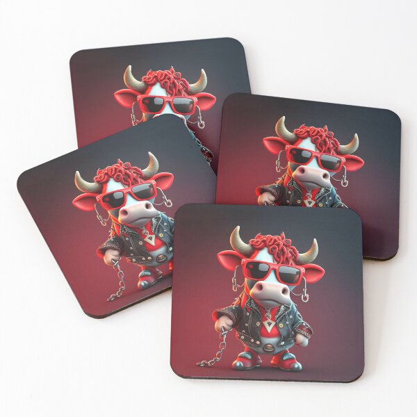 Item preview, Red Rockstar Cow with Chains designed and sold by Sillytoe.