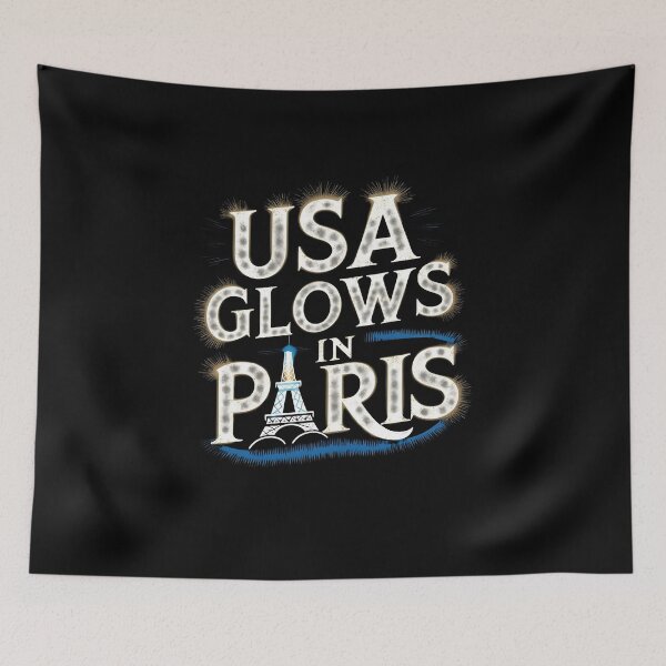 Item preview, "USA Glows in Paris" Olympic T-Shirt for Kids, Women, Girls, and Men designed and sold by AI-volution.