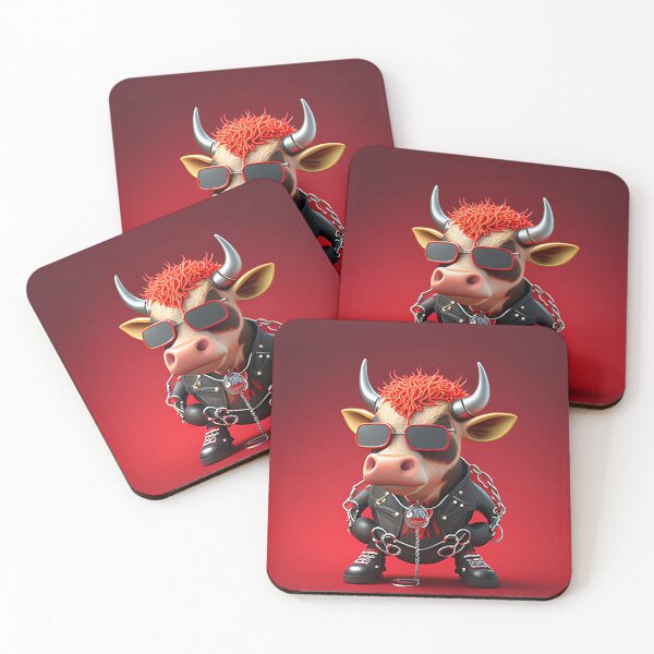 Item preview, Red-Haired Punk Cow with Sunglasses designed and sold by Sillytoe.