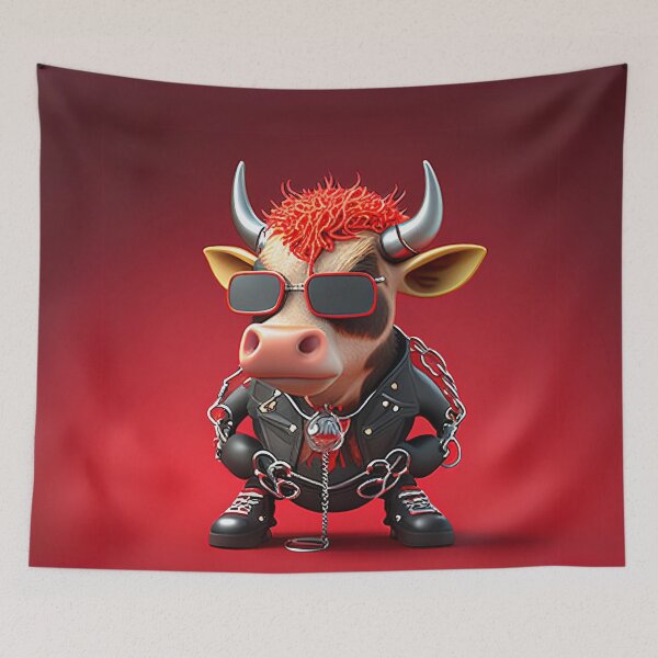 Item preview, Red-Haired Punk Cow with Sunglasses designed and sold by Sillytoe.