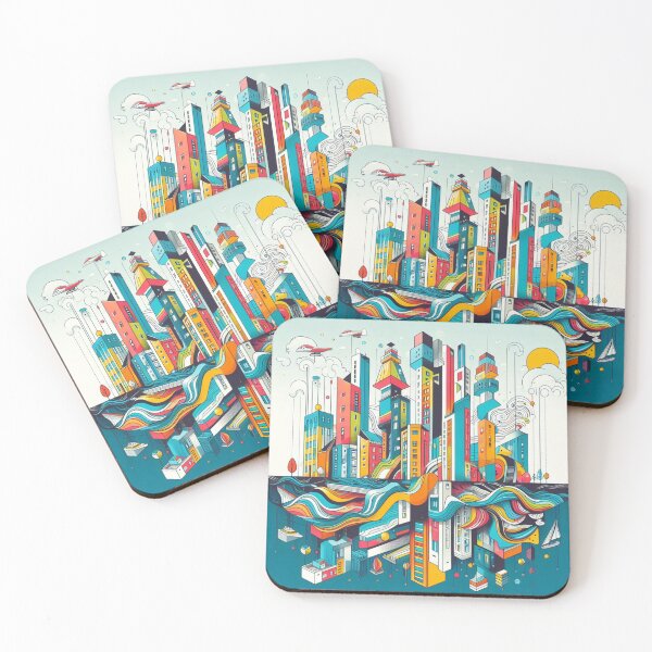 Item preview, Inter dimensional city skylines minimalist abstract artwork designed and sold by MalPhiri.