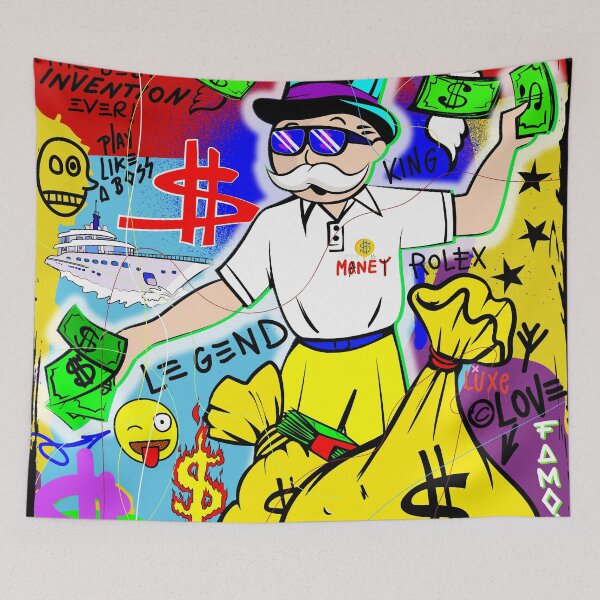 Item preview, Monopoly Man posing as Wolf of Wall Street Canvas Painting designed and sold by DonVivaldo.