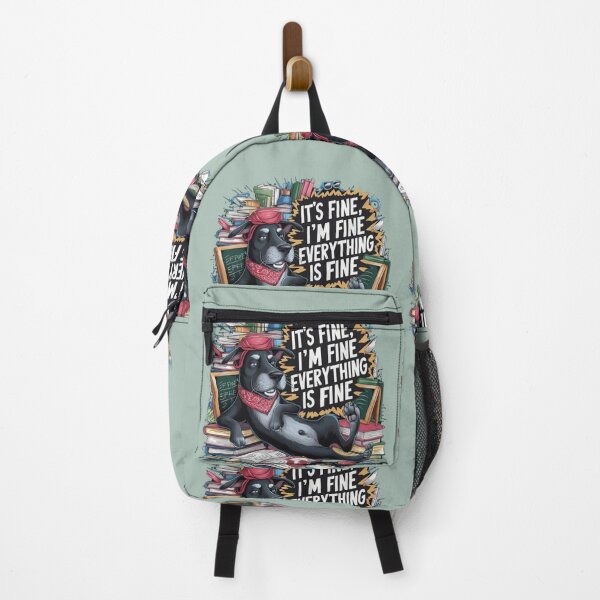 Item preview, Funny Black dog It's Fine I'm Fine Everything Is Fine Teacher Life designed and sold by Adventure paradise ⭐⭐⭐⭐⭐.