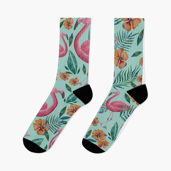 Item preview, Watercolor Tropical Scene with Pink Flamingos designed and sold by Shalini Bisht.