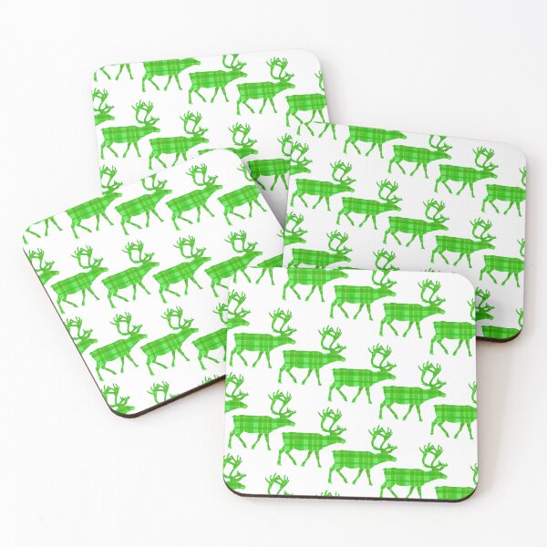 Item preview, Patrón de renos navideños a cuadros verdes designed and sold by Sartoris Art.