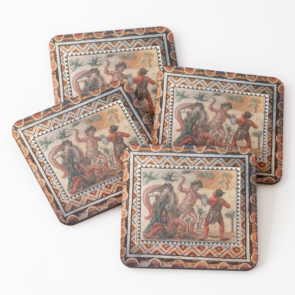 Item preview, ANTIQUE ROMAN MOSAICS Dionysus Fighting With Indians designed and sold by BulganLumini.