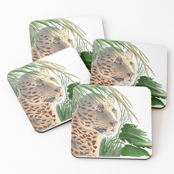 Item preview, Jaguar with Jungle leaves designed and sold by wildseadesign.