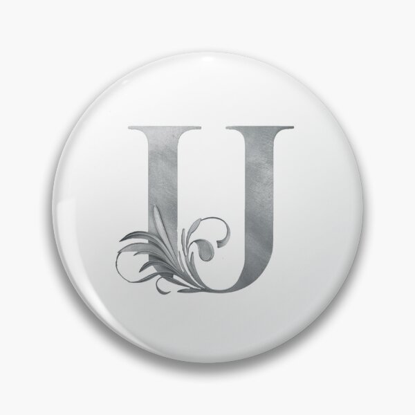 Item preview, Luxury Floral Monogram U: Elegant Grey and Silver Typography designed and sold by Fil4.